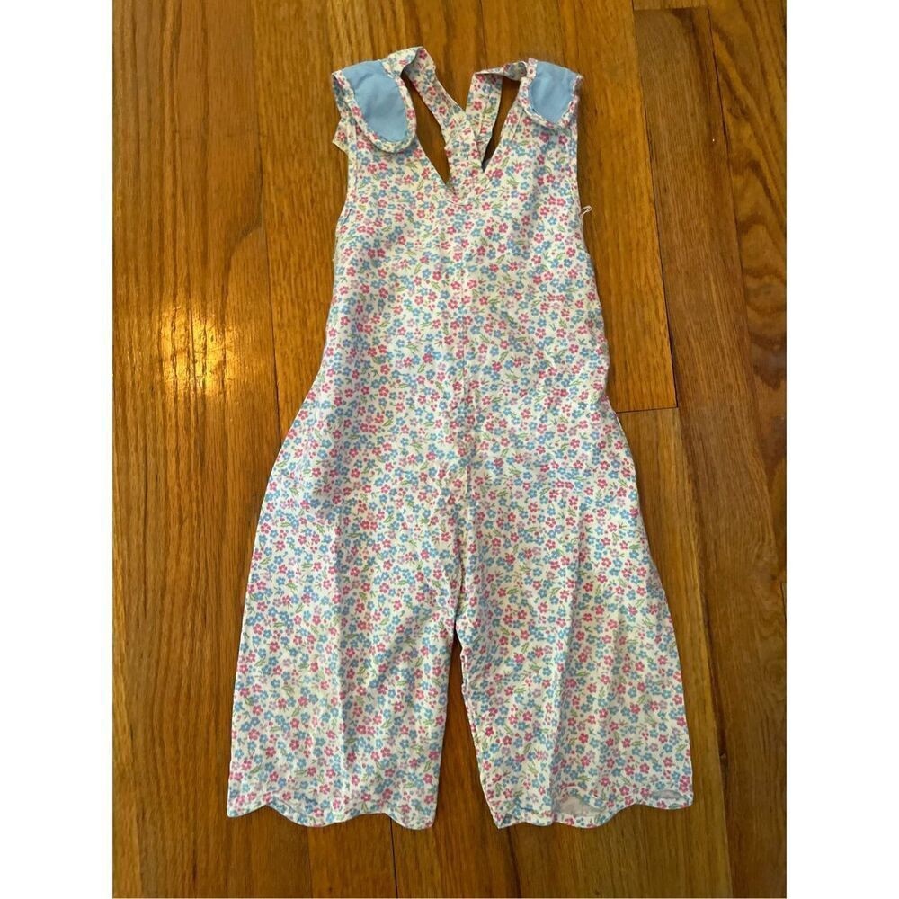 Vintage Debbie Dare Girls Floral Bunny Ears Scalloped Romper Size 18mo